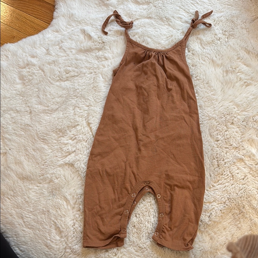 Brown Sleeveless Baby Romper